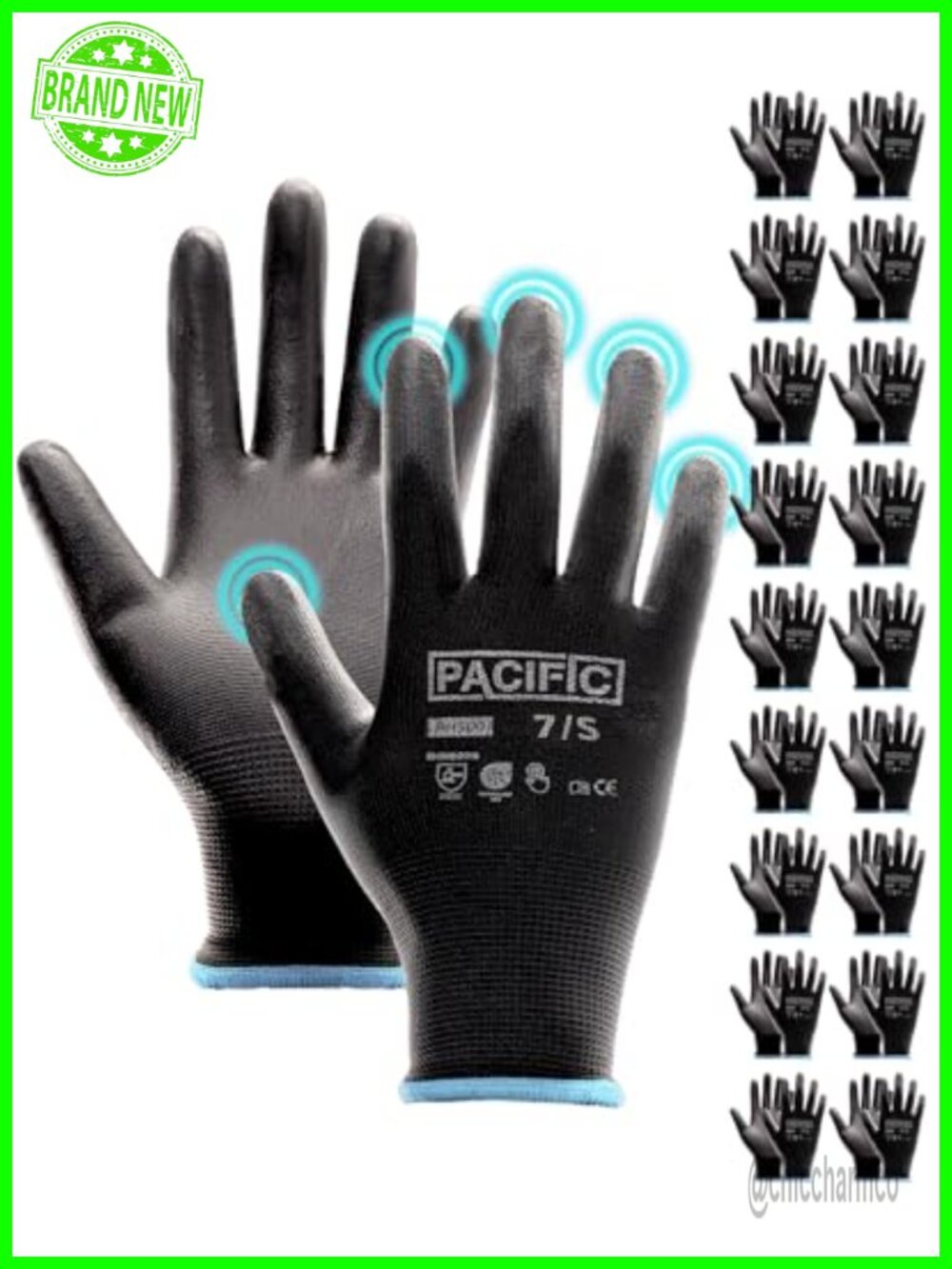 PU Coated Grip Work Gloves Touchscreen Seamless Knit 18 Pairs